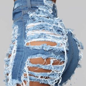 Denim ripped shorts